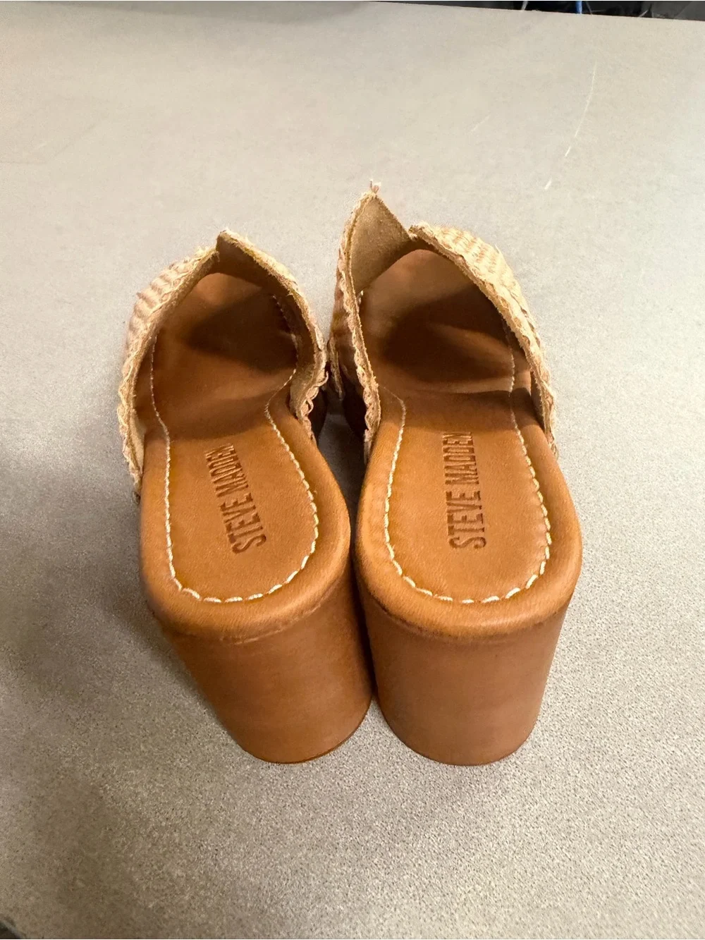 Steve Madden Woven Tan Slide Mules